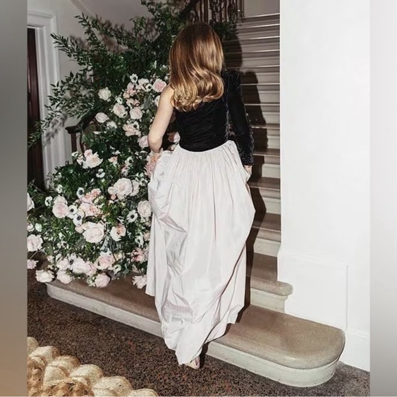 Antonio Melani Born on Fifth Blair One Shoulder Velvet Sleeve Taffeta Dress - Picture 4 of 14